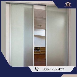 Cửa lùa nhôm kính cường lực 2 cánh