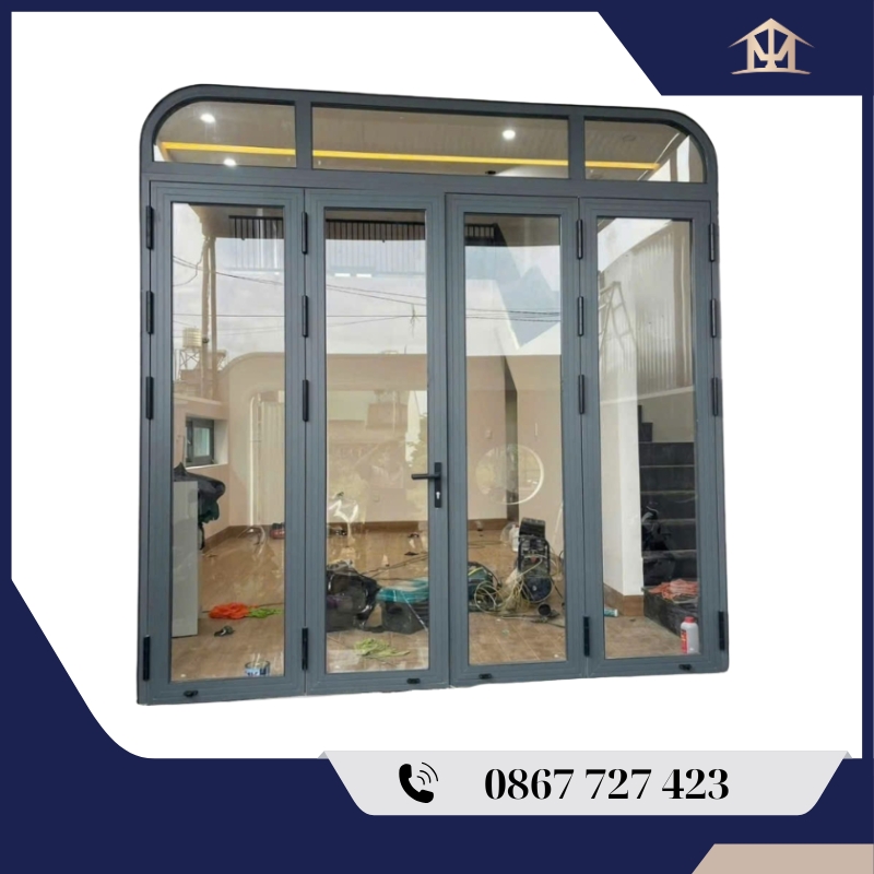 Cửa nhôm xingfa 4 cánh uốn vòm NX4CV01