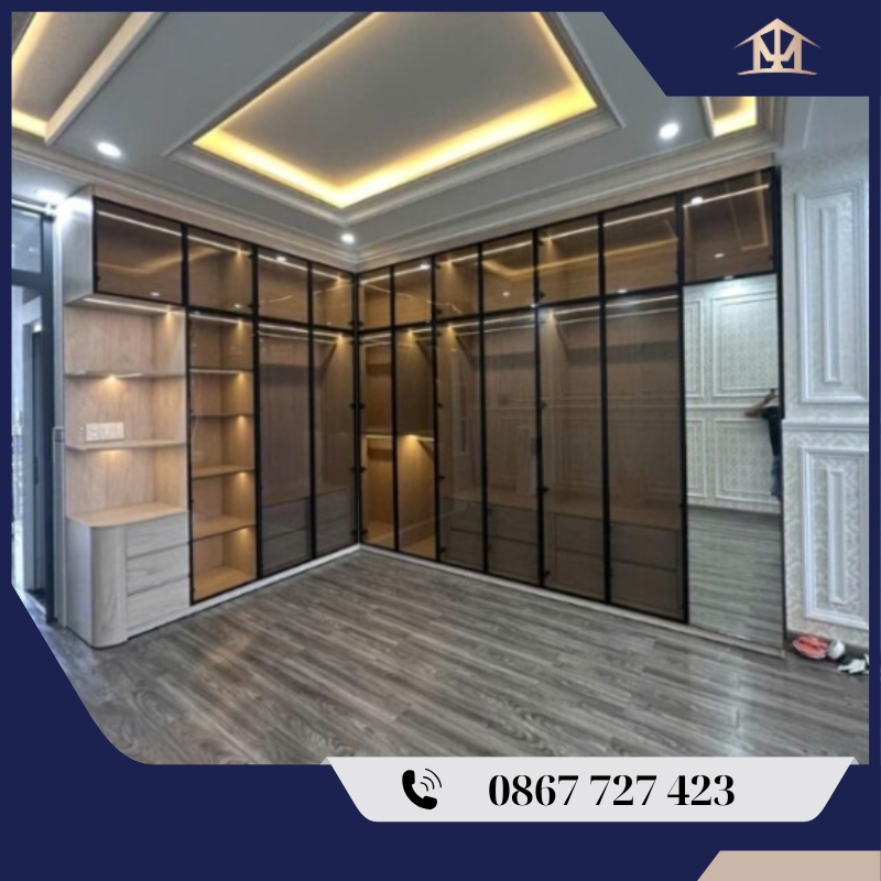 Tủ quần áo nhôm Xingfa hình chữ L 1 Tủ quần áo nhôm Xingfa hình chữ L